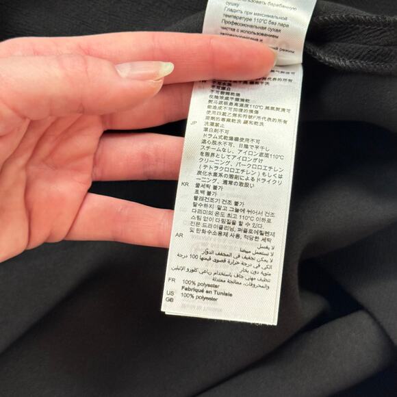 Sandro Paris Black Smocked Waist Button Down Mini Dress, Size Medium - Picture 7 of 8